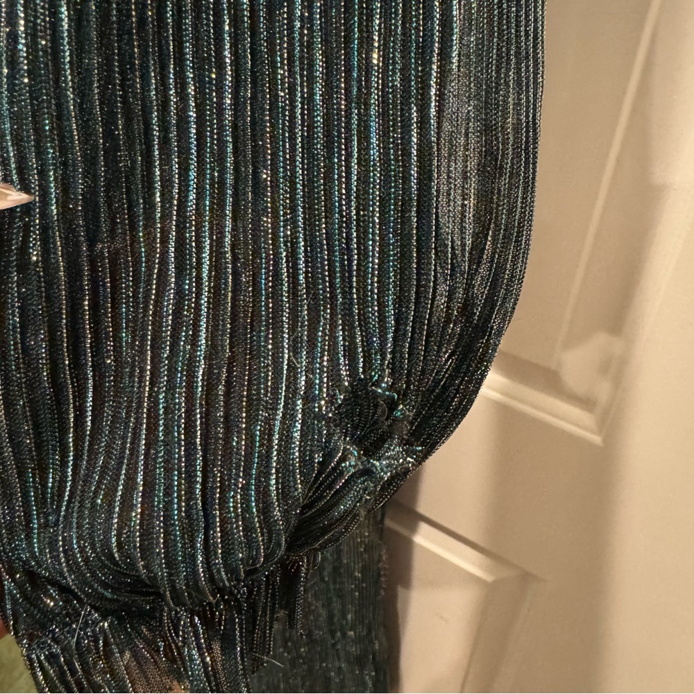 Women's Deep V-Neck Long Sleeve Wide-Leg Jumpsuit - Teal - Picture 7 of 7